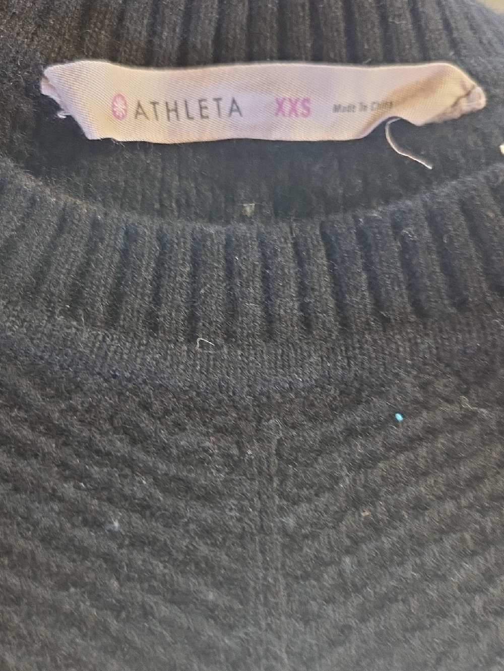 Athleta Black Ribbed Scoop-Neck Knit Top